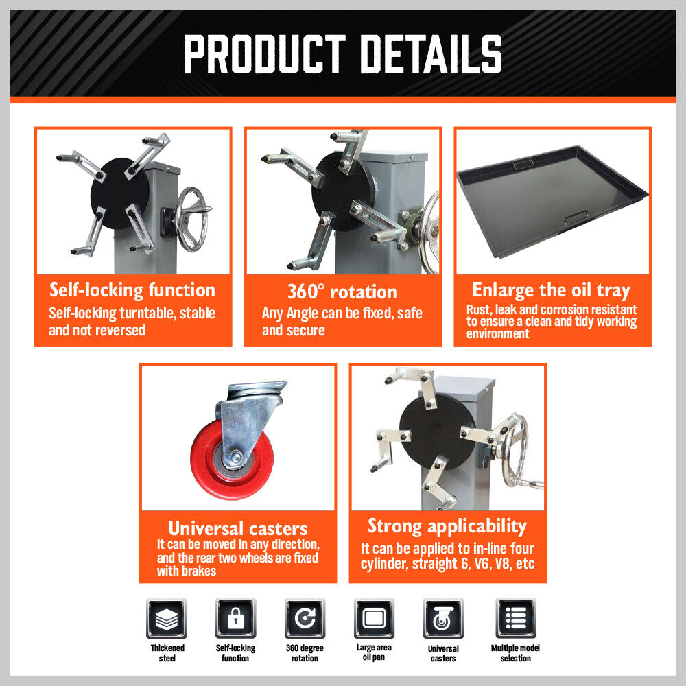 500kg Folding Engine Stand 1100lb Heavy Duty Workshop Auto Crane Hoist Motor V465-119720