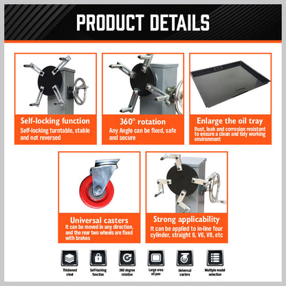 500kg Folding Engine Stand 1100lb Heavy Duty Workshop Auto Crane Hoist Motor V465-119720