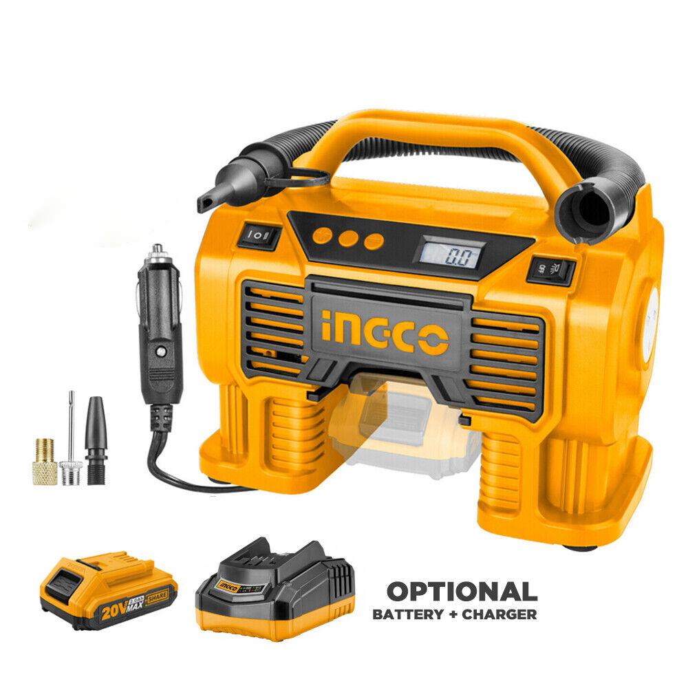 INGCO Air Compressor Car Tyre Deflator Inflator Pump 160PSI Auto Stop & Fittings(no battery and charger) V465-12345