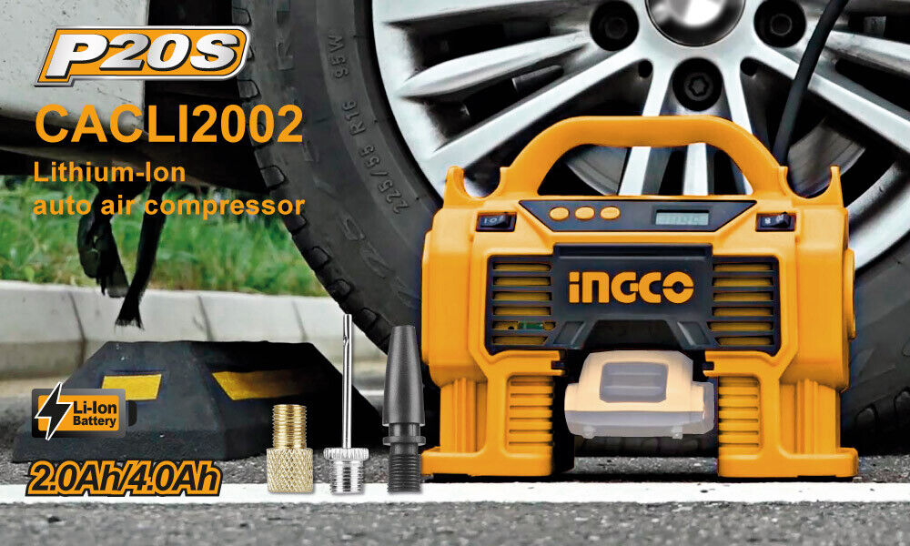 INGCO Air Compressor Car Tyre Deflator Inflator Pump 160PSI Auto Stop & Fittings(no battery and charger) V465-12345