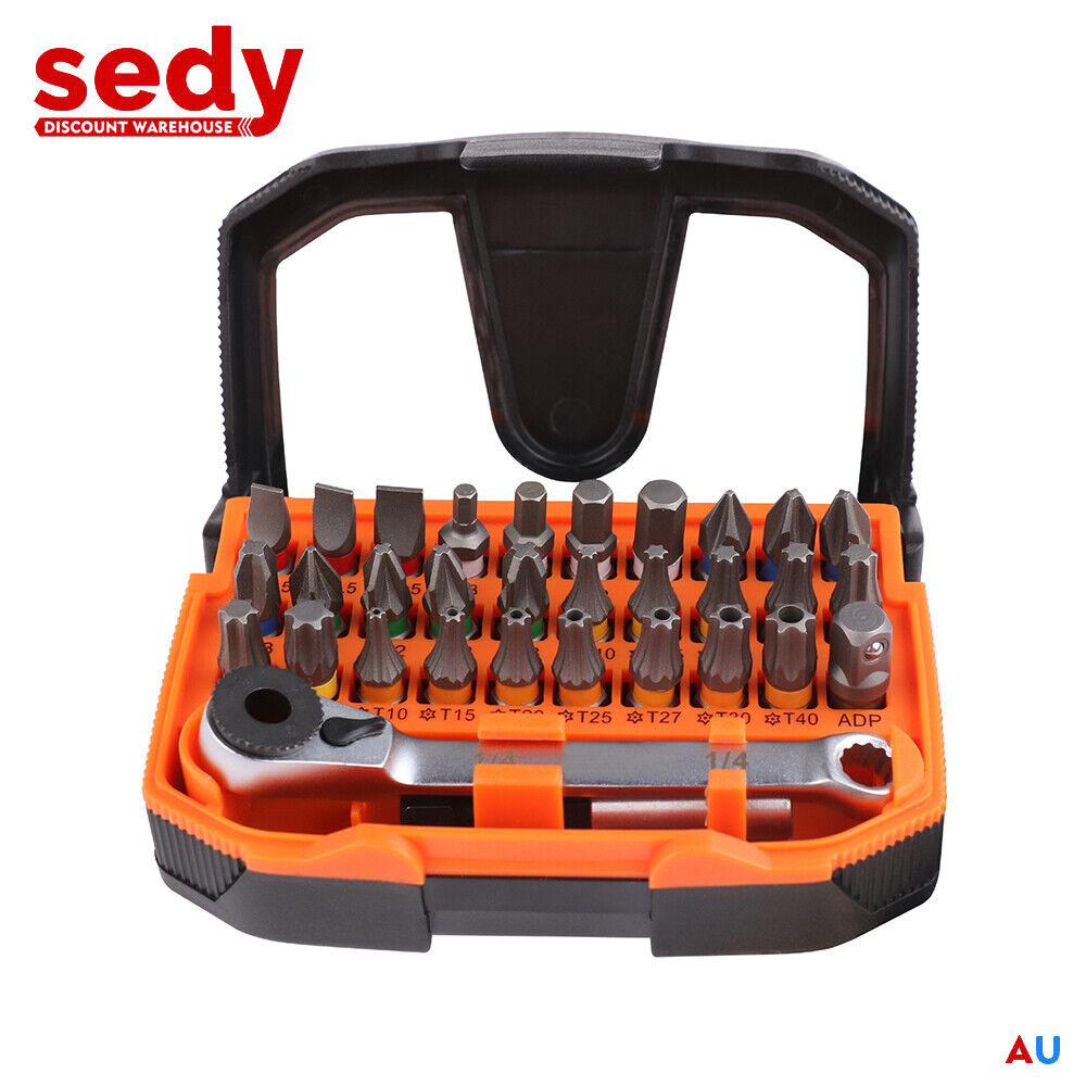 32Piece 1/4" Mini Double Head Screwdriver Bit and Ratchet Set CRV Steel Durable V465-145878