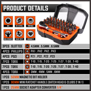 32Piece 1/4" Mini Double Head Screwdriver Bit and Ratchet Set CRV Steel Durable V465-145878