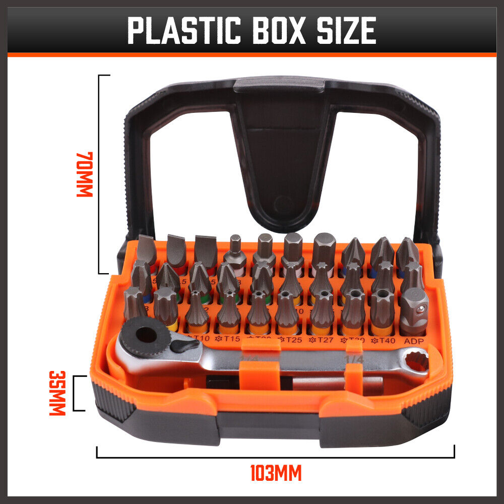 32Piece 1/4" Mini Double Head Screwdriver Bit and Ratchet Set CRV Steel Durable V465-145878