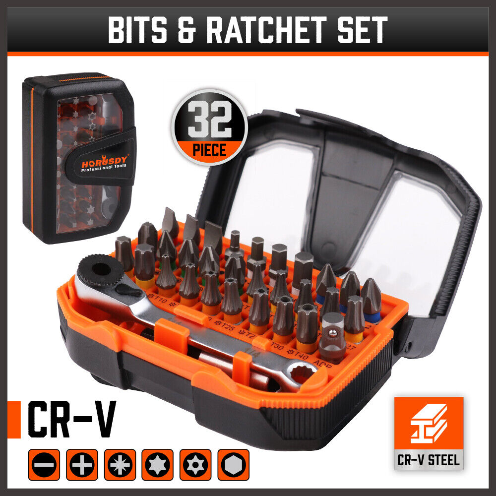 32Piece 1/4" Mini Double Head Screwdriver Bit and Ratchet Set CRV Steel Durable V465-145878