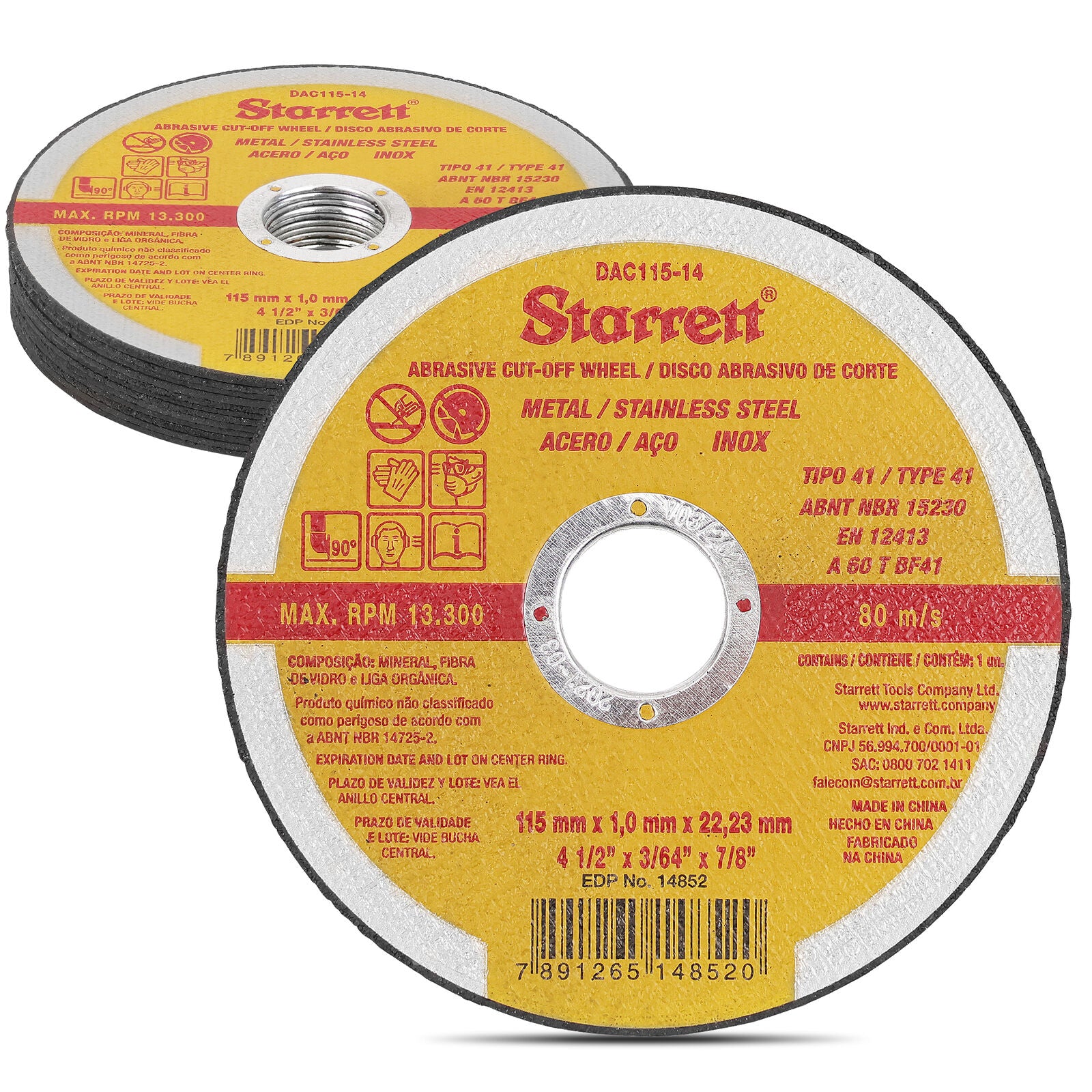 12x 4.5inch 115mm Angle Grinder Cutting Discs Thin Cut Off Wheel Steel Stainless V465-14852