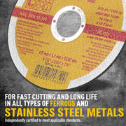 12x 4.5inch 115mm Angle Grinder Cutting Discs Thin Cut Off Wheel Steel Stainless V465-14852