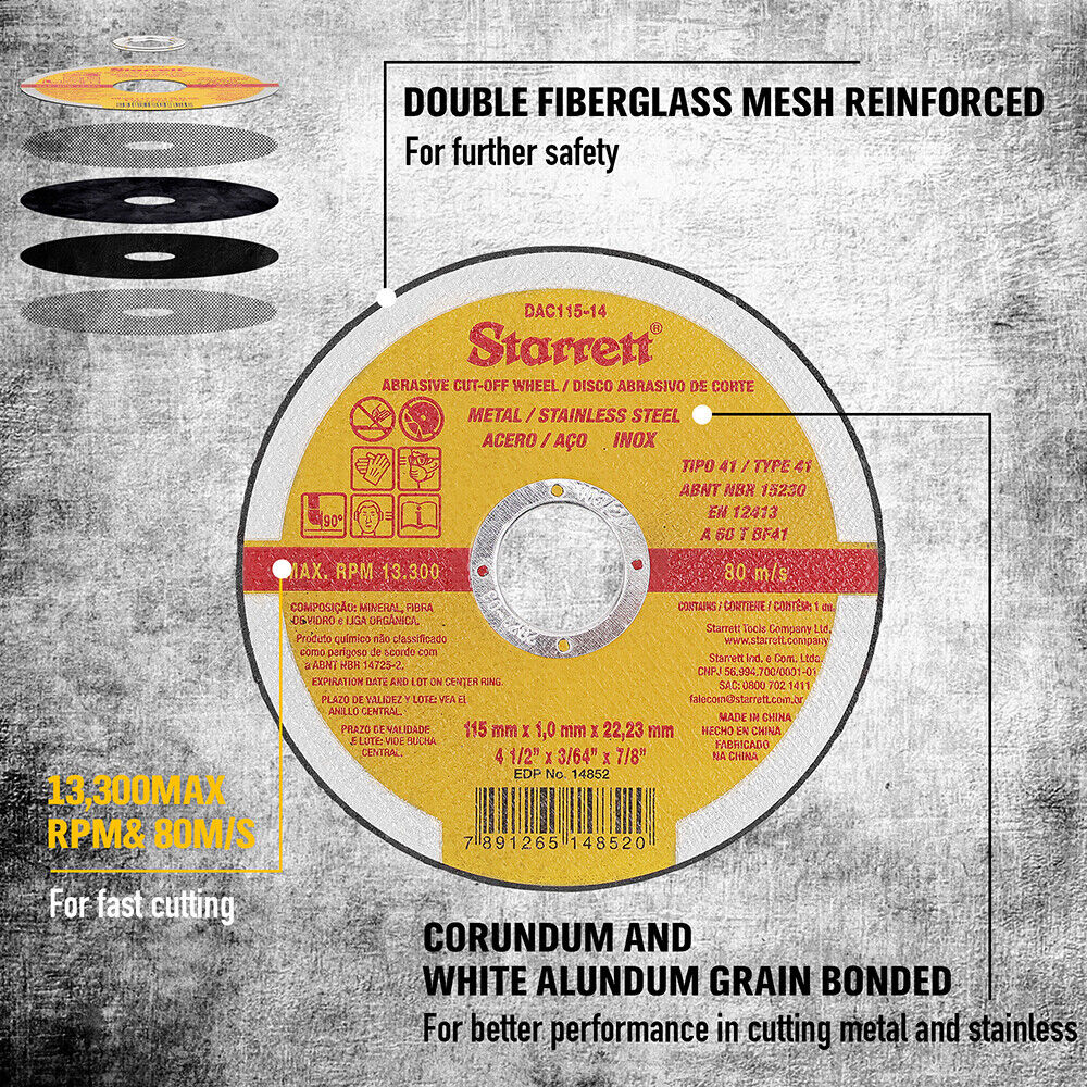 12x 4.5inch 115mm Angle Grinder Cutting Discs Thin Cut Off Wheel Steel Stainless V465-14852