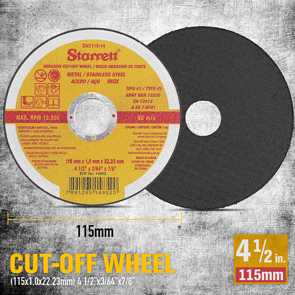 12x 4.5inch 115mm Angle Grinder Cutting Discs Thin Cut Off Wheel Steel Stainless V465-14852
