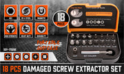 18x Magnetic Damaged Screw Extractor Set Broken Drill Bit Remover Kit Hex Crv V465-175295