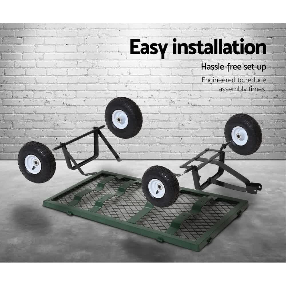 300kg Gardeon Mesh Garden Cart Steel Removable Sides Trolley Wagon ATV Trailer V465-1840