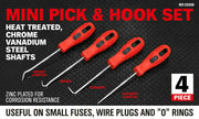 4Pc Pick Hook Set O Ring Oil Seal Remover Non-Slip Rubber Handle Red Local Stock V465-20208-AU-5