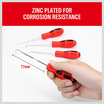 4Pc Pick Hook Set O Ring Oil Seal Remover Non-Slip Rubber Handle Red Local Stock V465-20208-AU-5