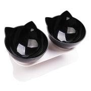 Black Double Cat Bowl Pet Bowl Stand Dog Elevated Feeder Food Water Raised Lifted V465-239159-BLACK