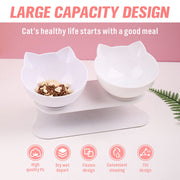 Black Double Cat Bowl Pet Bowl Stand Dog Elevated Feeder Food Water Raised Lifted V465-239159-BLACK