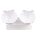 White Double Cat Bowl Pet Bowls Stand Dog Elevated Feeder Food Water Raised Lifted V465-239159-WHITE