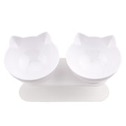 White Double Cat Bowl Pet Bowls Stand Dog Elevated Feeder Food Water Raised Lifted V465-239159-WHITE