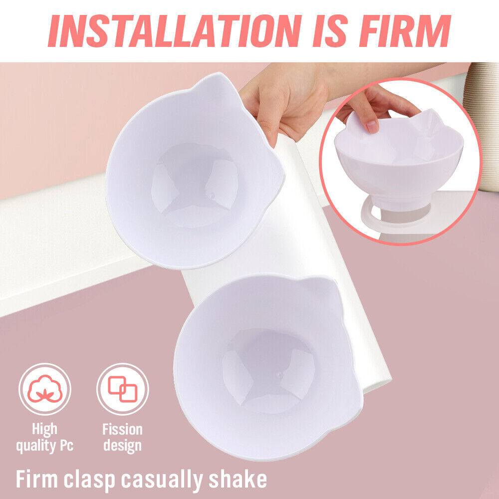 White Double Cat Bowl Pet Bowls Stand Dog Elevated Feeder Food Water Raised Lifted V465-239159-WHITE