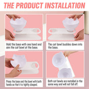 White Double Cat Bowl Pet Bowls Stand Dog Elevated Feeder Food Water Raised Lifted V465-239159-WHITE
