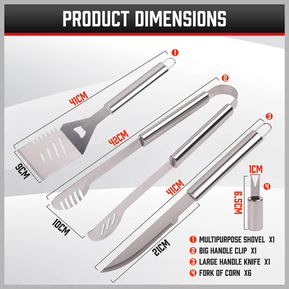 18Pcs BBQ Tool Set Stainless Steel Barbecue Utensil Cooking Grill Outdoor Cook V465-24903