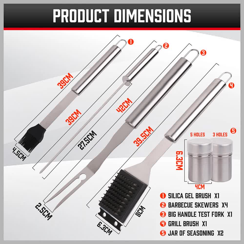 18Pcs BBQ Tool Set Stainless Steel Barbecue Utensil Cooking Grill Outdoor Cook V465-24903