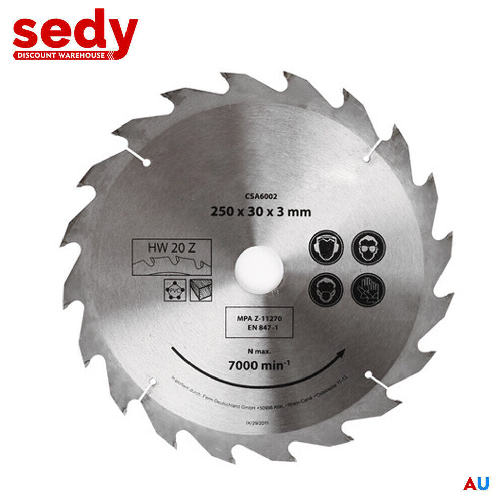 10X250MM Circular Saw Blade 20T Disc Saw Blade Wood Timber Cutting 30/20/16mm Bore V465-250303X10