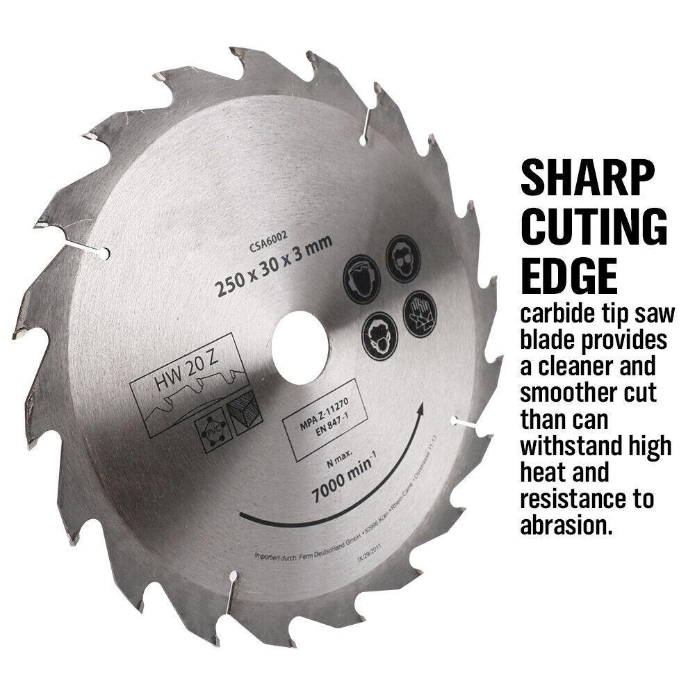 4x 250MM Circular Saw Blade 20T Disc Saw Blade Wood Timber Cutting 30/20/16mm V465-250303X4