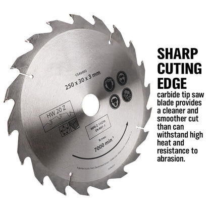 4x 250MM Circular Saw Blade 20T Disc Saw Blade Wood Timber Cutting 30/20/16mm V465-250303X4