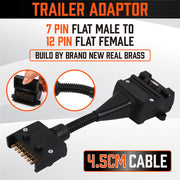7 Pin Flat Plug to 12 Pin Flat Female Socket Adaptor Trailer Caravan Connector V465-25205