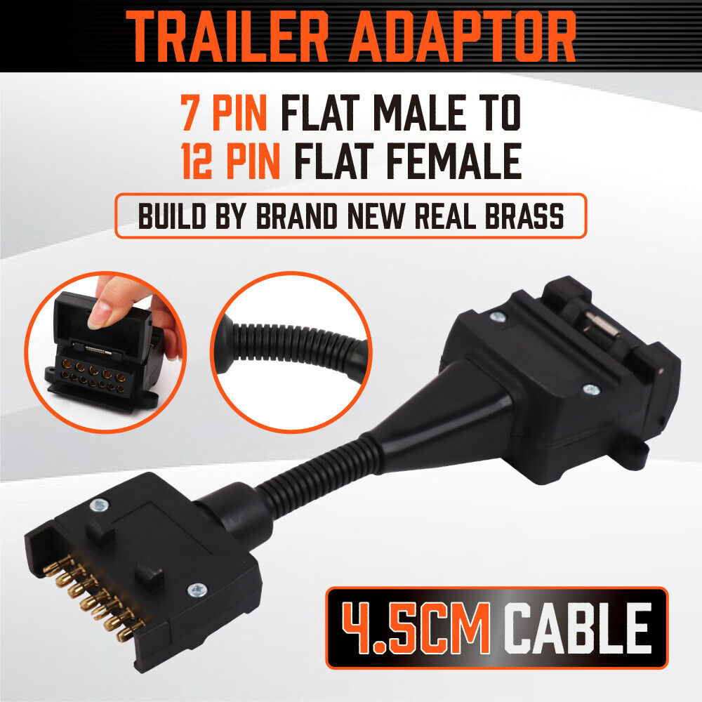 7 Pin Flat Plug to 12 Pin Flat Female Socket Adaptor Trailer Caravan Connector V465-25205