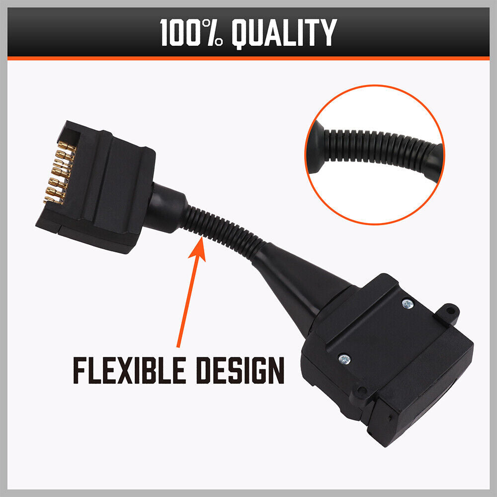7 Pin Flat Plug to 12 Pin Flat Female Socket Adaptor Trailer Caravan Connector V465-25205