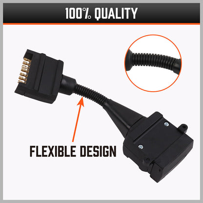 7 Pin Flat Plug to 12 Pin Flat Female Socket Adaptor Trailer Caravan Connector V465-25205