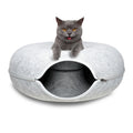 Medium Cat Tunnel Bed Light Grey Felt Pet Puppy Nest Cave House Interactive Toy V465-26820