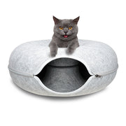 Medium Cat Tunnel Bed Light Grey Felt Pet Puppy Nest Cave House Interactive Toy V465-26820