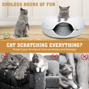 Medium Cat Tunnel Bed Light Grey Felt Pet Puppy Nest Cave House Interactive Toy V465-26820