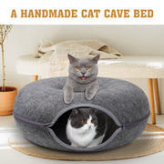 Dark Grey Cat Tunnel Bed Felt Pet Puppy Nest Cave House Toy Washable Detachable V465-26821