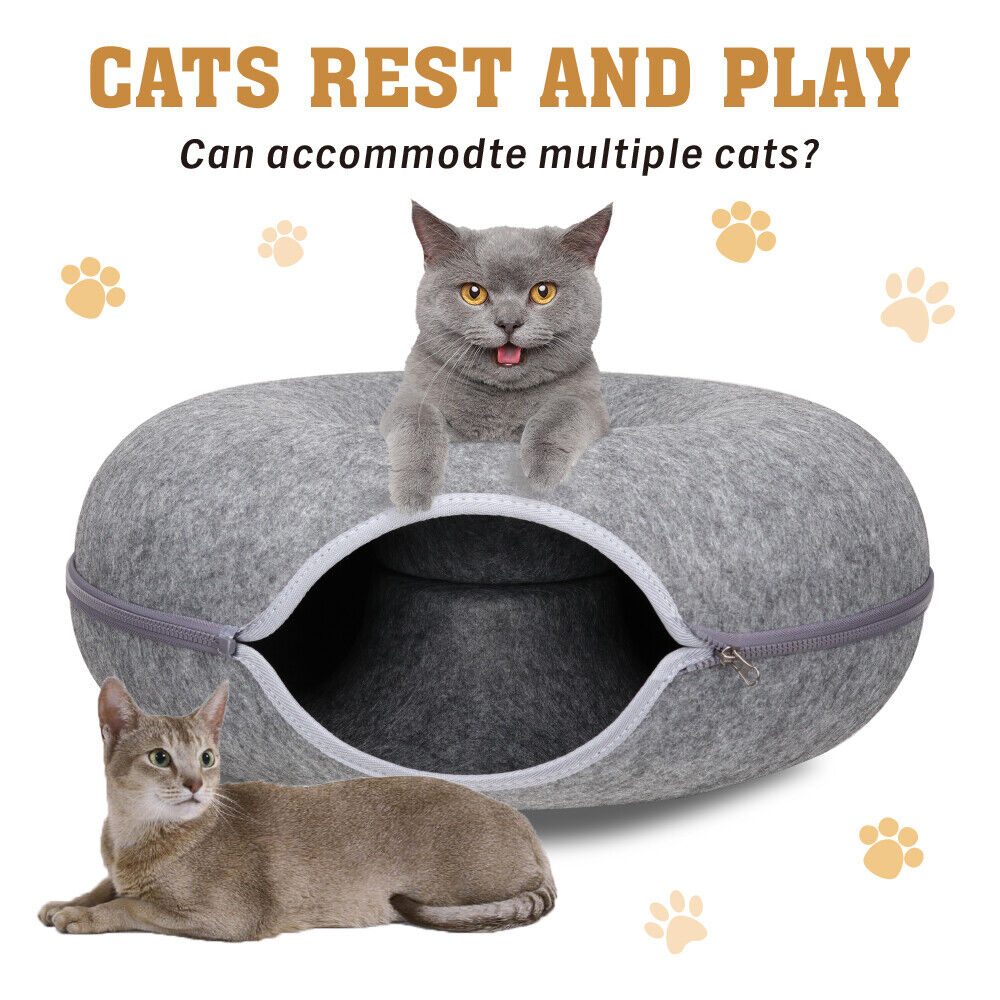 Cat Tunnel Bed Felt Pet Puppy Nest Cave House Round Donut Interactive Play Toy 26823 V465-26823