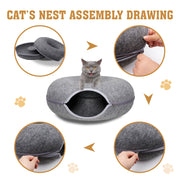 Cat Tunnel Bed Felt Pet Puppy Nest Cave House Round Donut Interactive Play Toy 26823 V465-26823