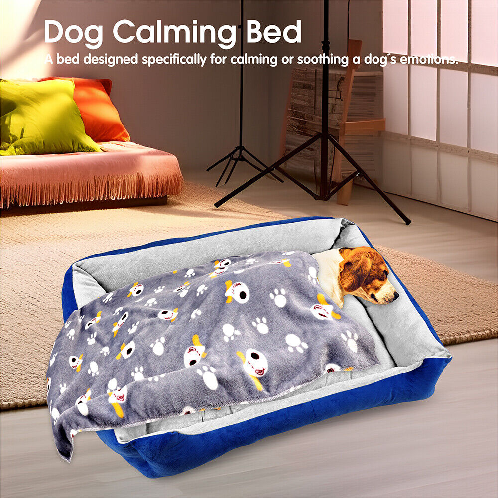 Vaka Navy Dog Bed Pet Cat Calming Floor Mat Sleeping Cave Washable Extra Large 29701 V465-29701