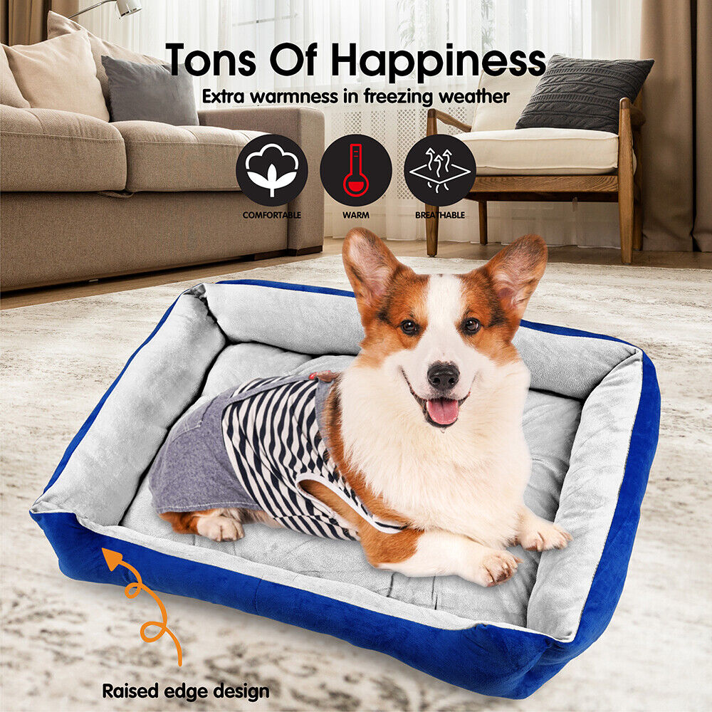 Vaka Navy Dog Bed Pet Cat Calming Floor Mat Sleeping Cave Washable Extra Large 29703 V465-29703