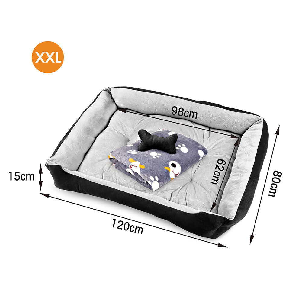 Vaka Navy Dog Bed Pet Cat Calming Floor Mat Sleeping Cave Washable Extra Large 29706 V465-29706