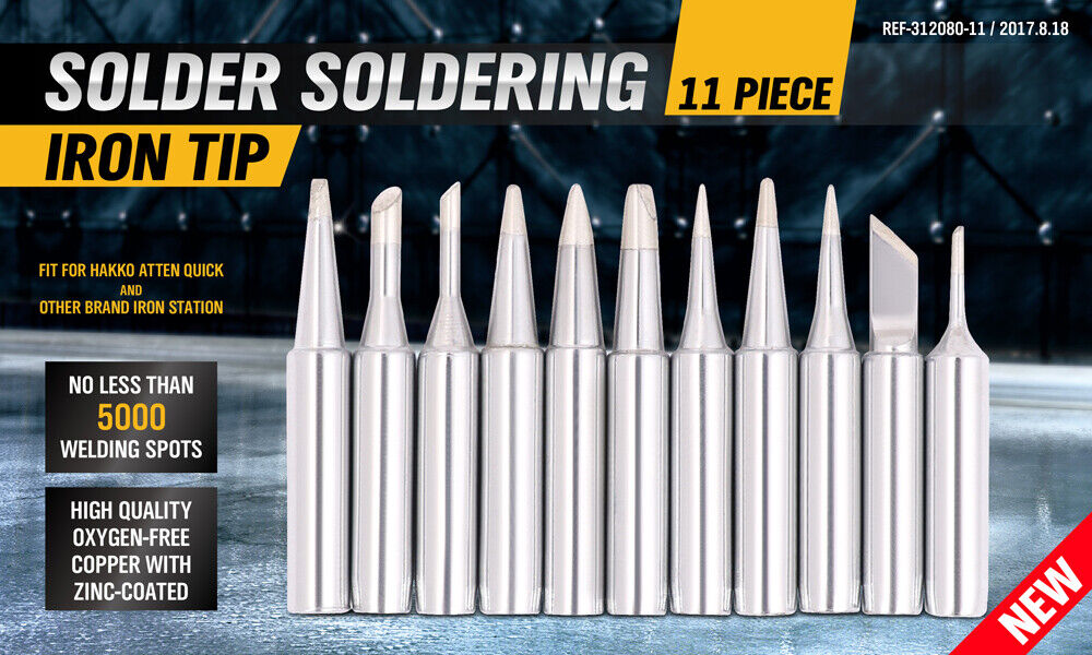 11Pc Soldering Iron Tips Solder Rework Lead Free Hakko Soldering Station AU V465-312080