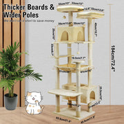 VaKa 184cm Road Cat Tree Tower Scratching Post Scratcher Condo with Big Hammock V465-51025