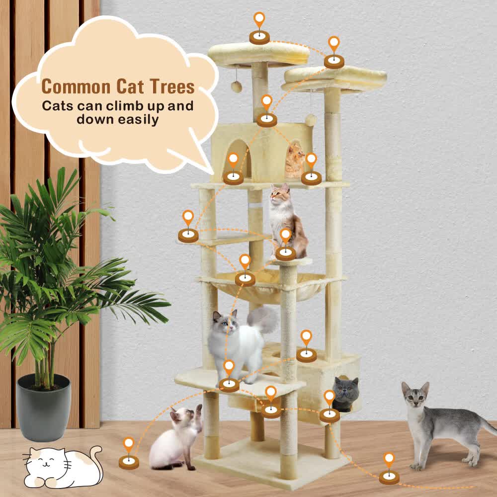 VaKa 184cm Road Cat Tree Tower Scratching Post Scratcher Condo with Big Hammock V465-51025
