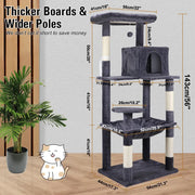 VaKa 143cm Cat Tree Scratching Post Scratcher Tower Condo House Furniture Wood V465-51026