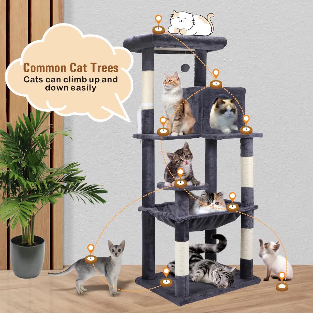 VaKa 143cm Cat Tree Scratching Post Scratcher Tower Condo House Furniture Wood V465-51026