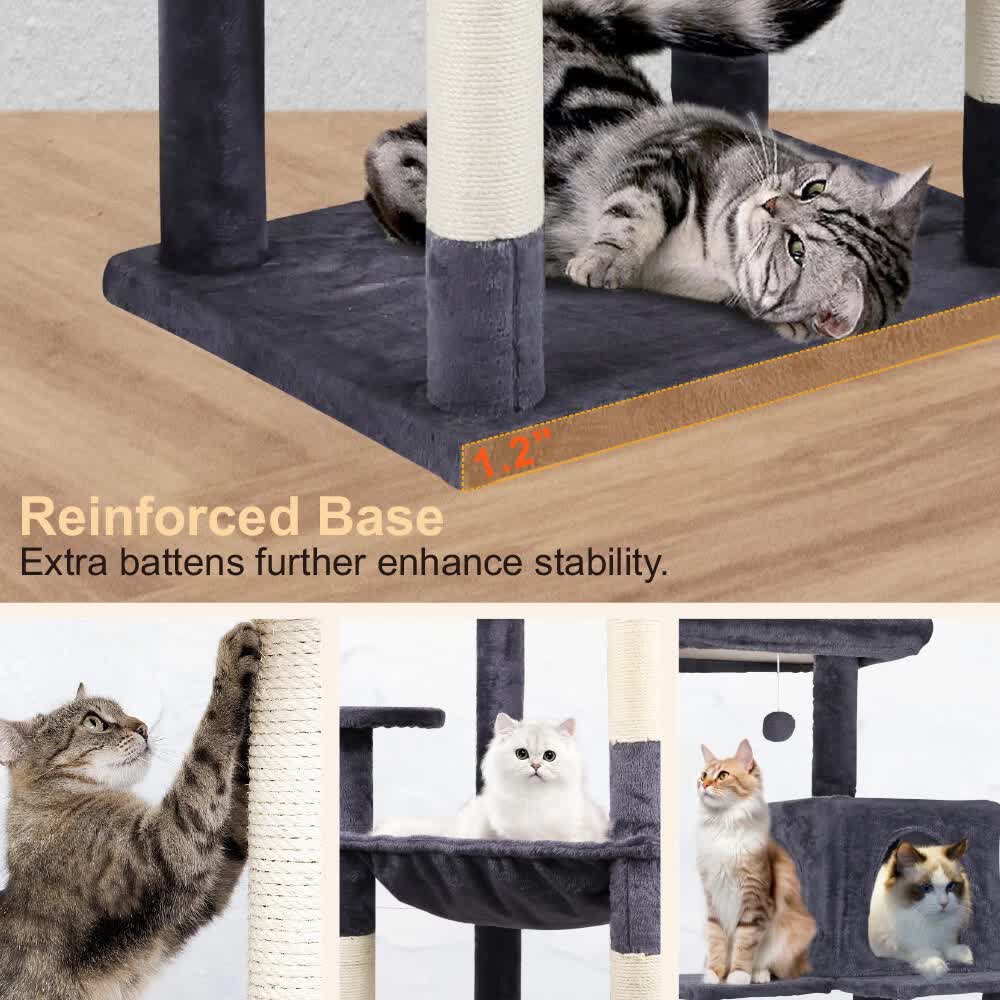 VaKa 143cm Cat Tree Scratching Post Scratcher Tower Condo House Furniture Wood V465-51026