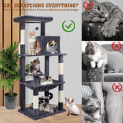 VaKa 143cm Cat Tree Scratching Post Scratcher Tower Condo House Furniture Wood V465-51026