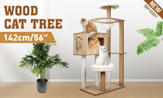 VaKa 1.42M Cat Tree Tower Scratching Post Scratcher Cats Condo House Bed Furniture V465-51027