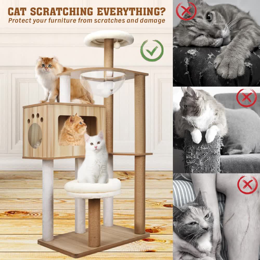 VaKa 1.42M Cat Tree Tower Scratching Post Scratcher Cats Condo House Bed Furniture V465-51027