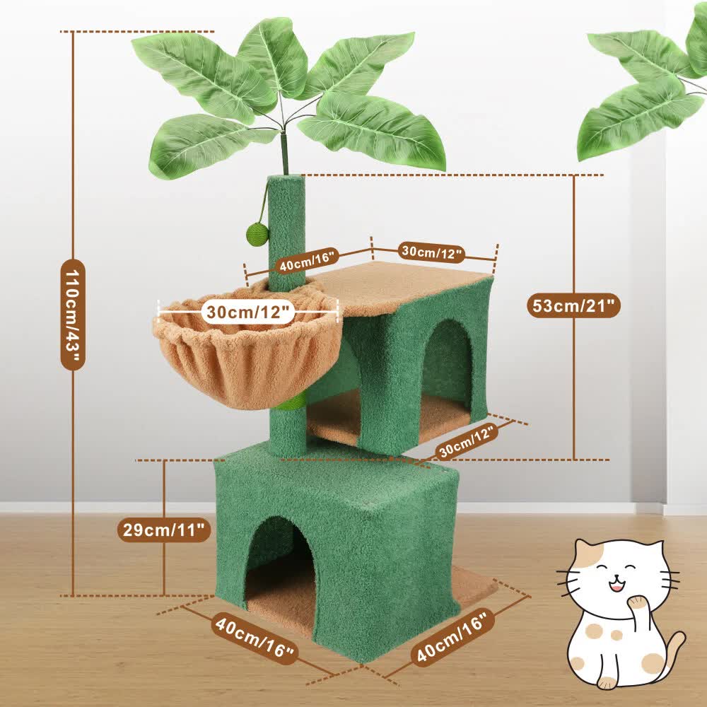 VaKa 1.1M Cat Tree Scratching Post Palm Tree Cat Post Dangling Balls Cat Toy V465-51028